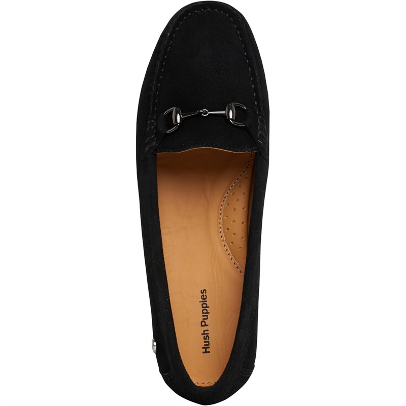 Hush Puppies Womens Molly Loafers Black Suede/Black Sole