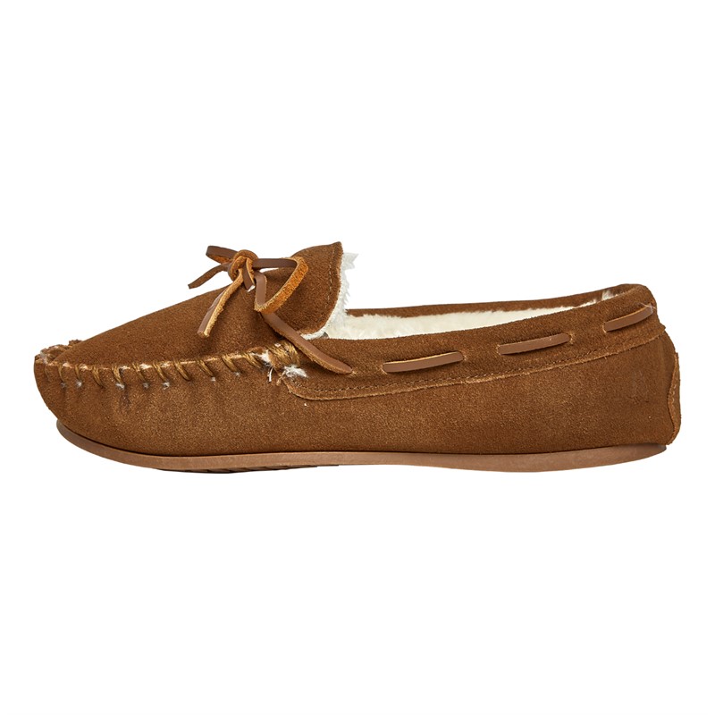 Hush Puppies Womens Allie Moccasin Slippers Chestnut