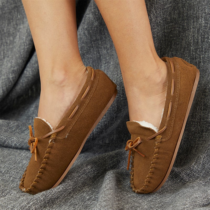Hush Puppies Womens Allie Moccasin Slippers Chestnut
