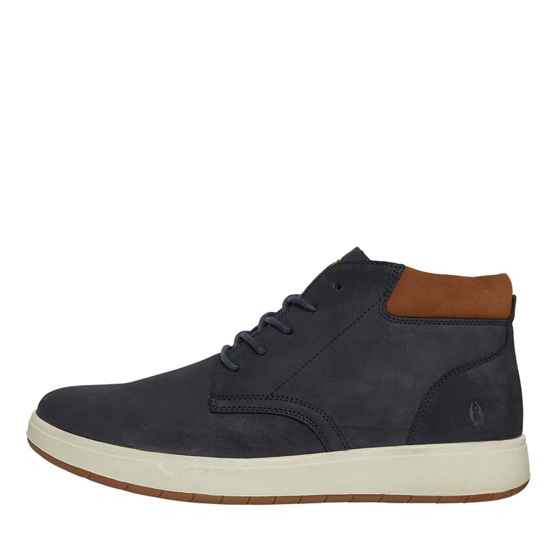 Hush Puppies Mens Bronko Chukka Boots Navy Nubuck/Tan