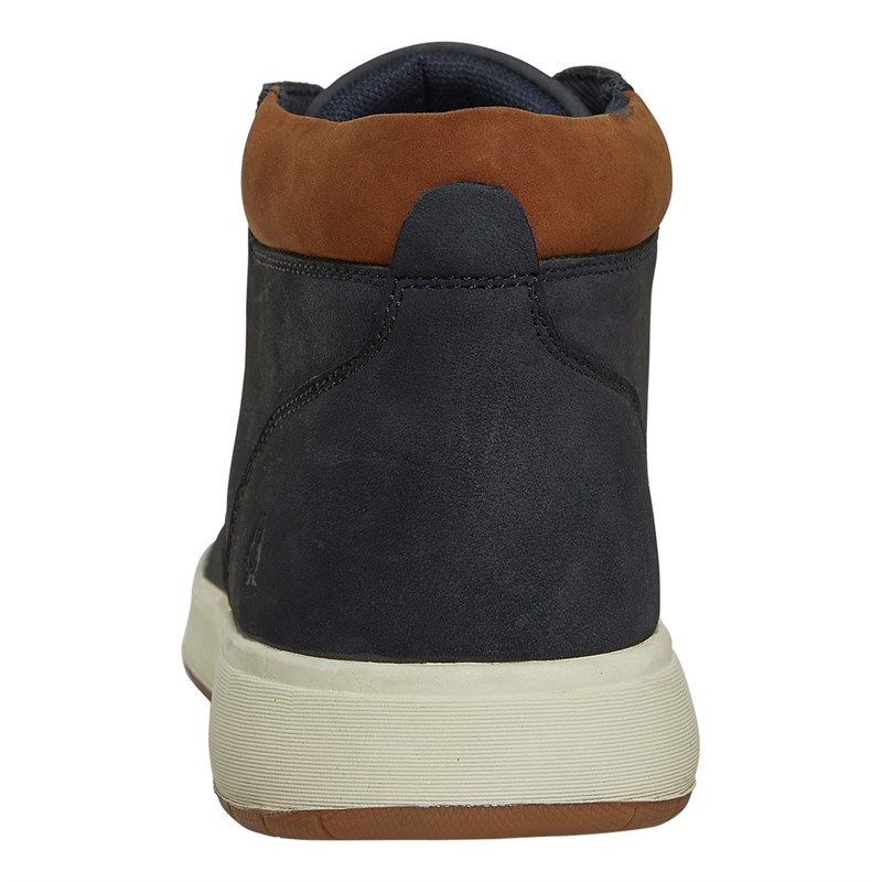 Hush Puppies Mens Bronko Chukka Boots Navy Nubuck/Tan