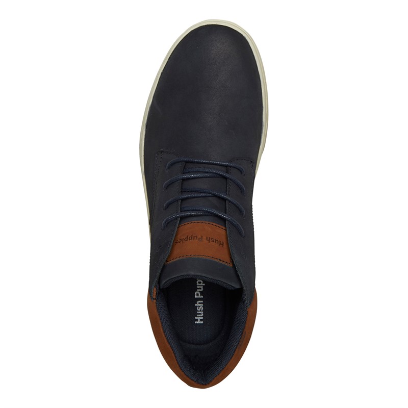 Hush Puppies Mens Bronko Chukka Boots Navy Nubuck/Tan