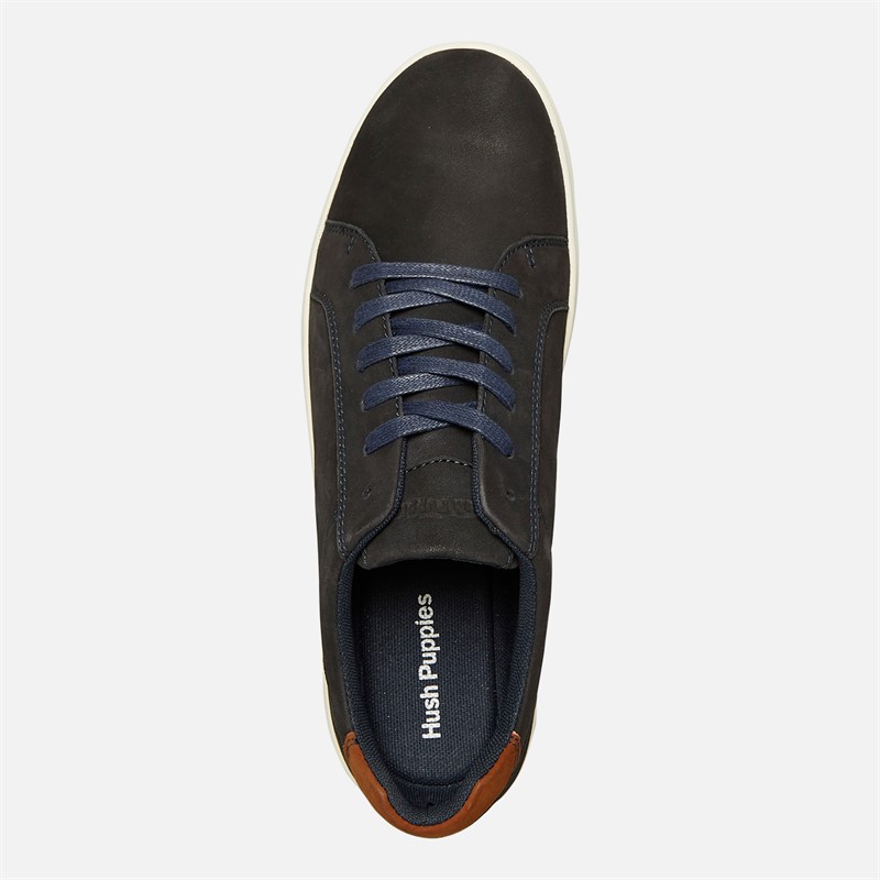 Hush Puppies Mens Madden Trainers Navy Nubuck/Tan Back Counter/Off-White Sole