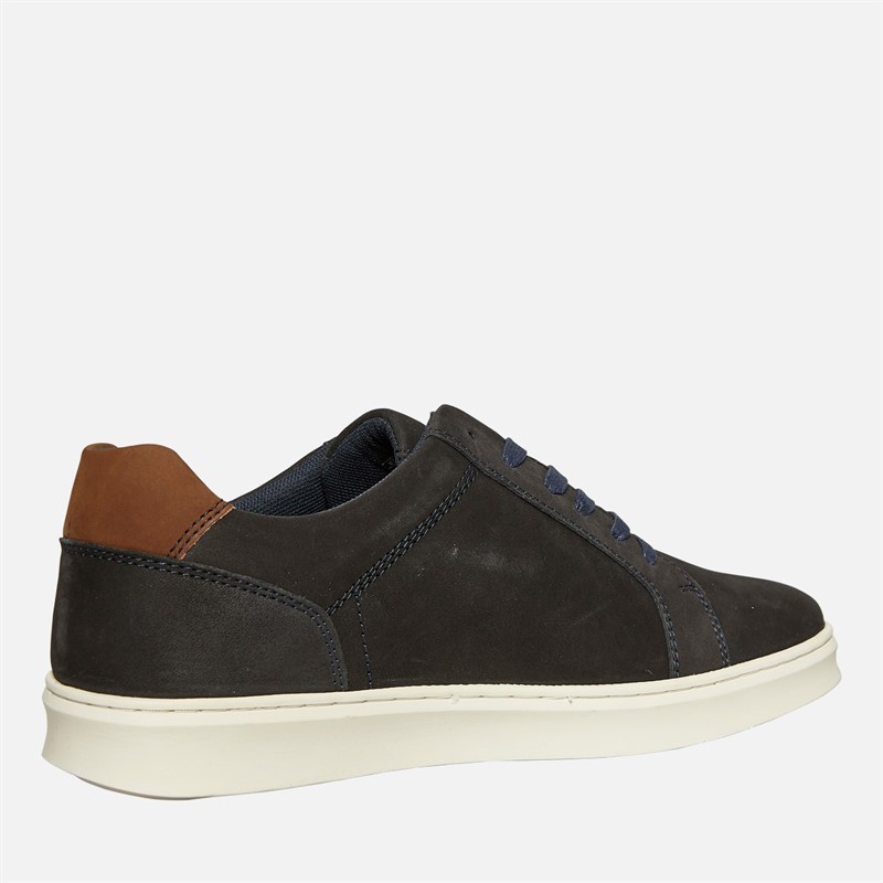Hush Puppies Mens Madden Trainers Navy Nubuck/Tan Back Counter/Off-White Sole