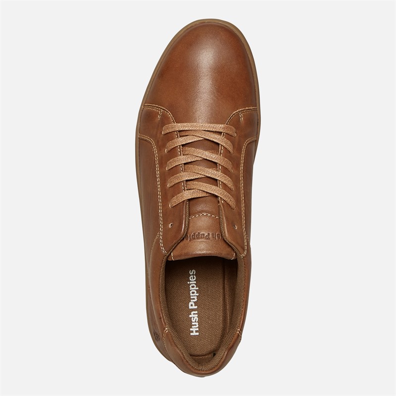 Hush Puppies Mens Madden Trainers Tan Leather/Gum Sole