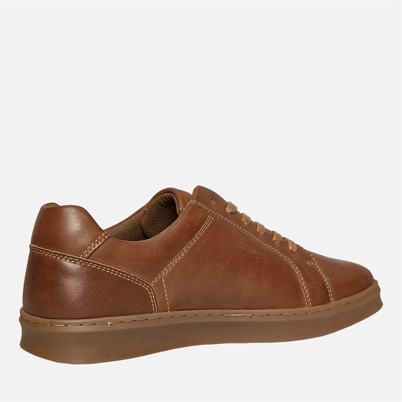 Hush Puppies Mens Madden Trainers Tan Leather/Gum Sole