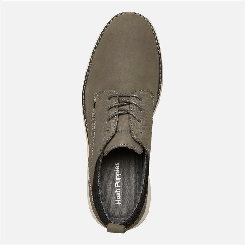 Hush Puppies Mens New Derby Lace Shoes Grey Nubuck