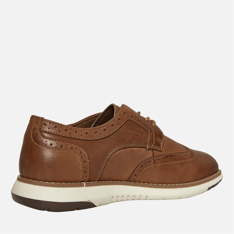 Hush Puppies Mens New Derby Brogue Shoes Tan Leather