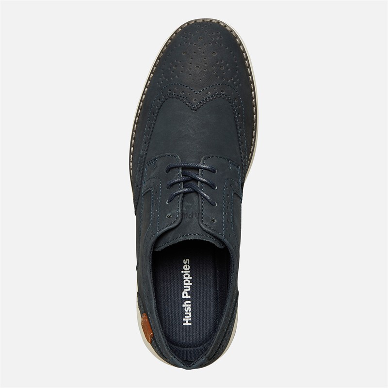 Hush Puppies Mens New Derby Brogue Shoes Navy Nubuck