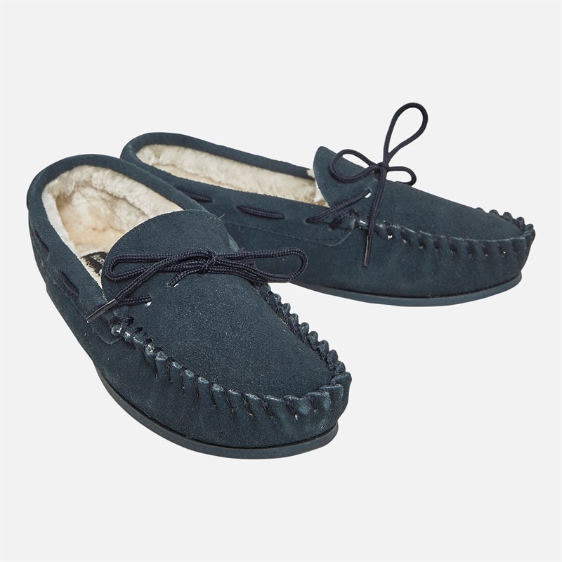 Hush Puppies Womens Allie Moccasin Slippers Navy