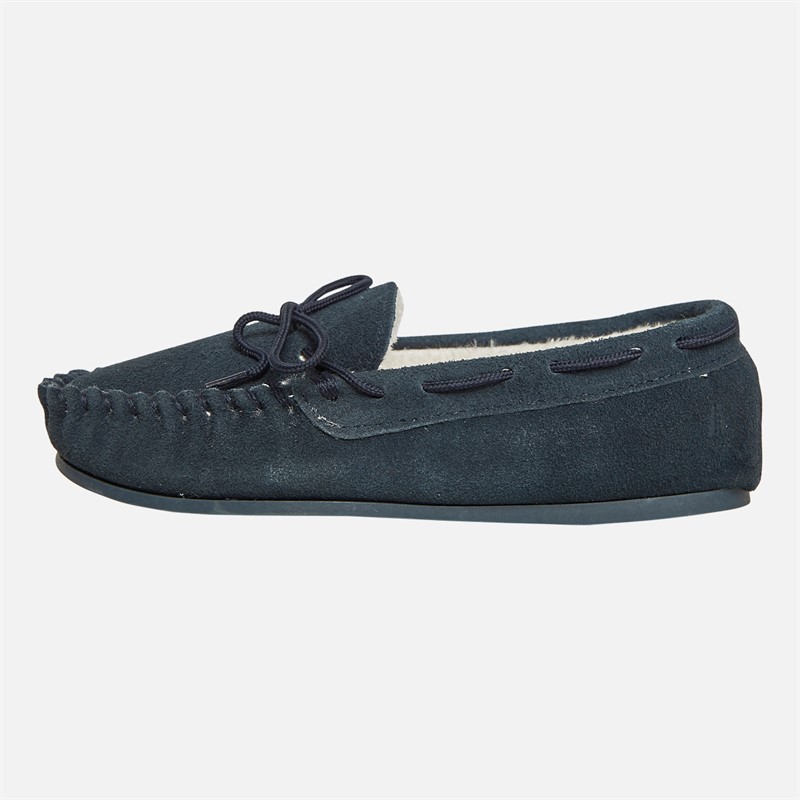 Hush Puppies Womens Allie Moccasin Slippers Navy