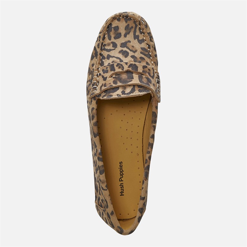 Hush Puppies Womens Margot Suede Loafers Leopard Print Suede