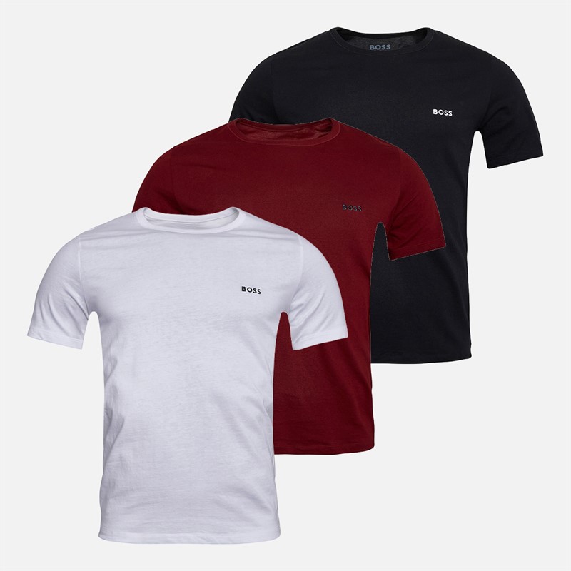 Hugo Boss Heren Drie Pak T-shirts Wit/Burgundy/Zwart - Maat XL