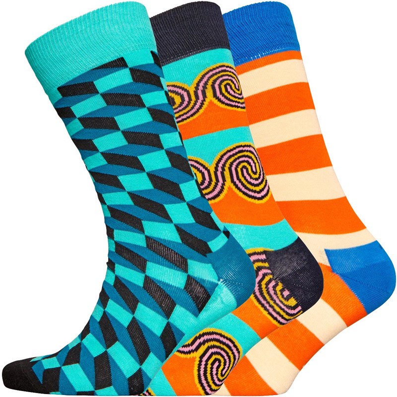 Happy Socks Mens Waterfall Three Pack Socks Multi