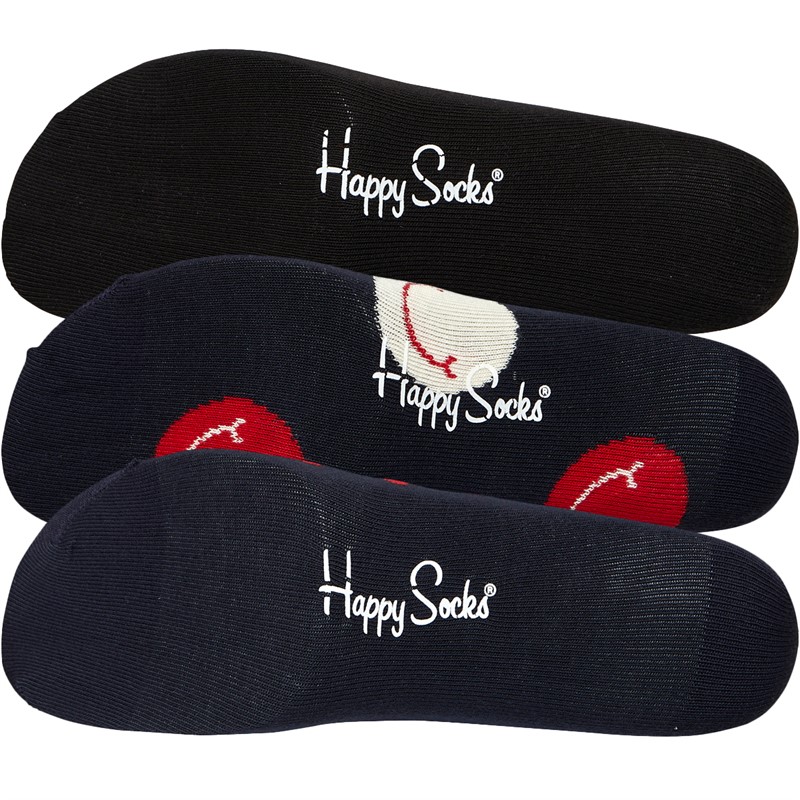 Happy Socks Mens Waterfall Three Pack Socks Navy