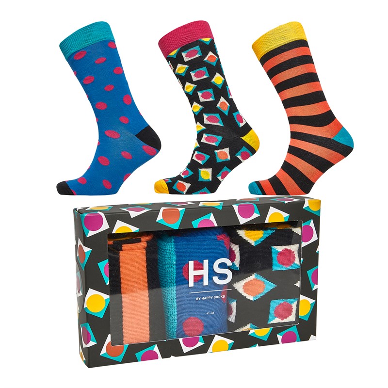 Happy Socks Mens Three Pack Socks With Gift Box Multi