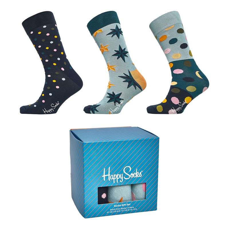 Happy Socks Mens Three Pack Socks With Gift Box Multi