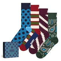 Happy Socks Vier Paar Nieuwe Vintage Sokken Cadeauset Donkerrood