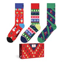 Happy Socks Drie paar X-Mas trui sokken cadeauset rood