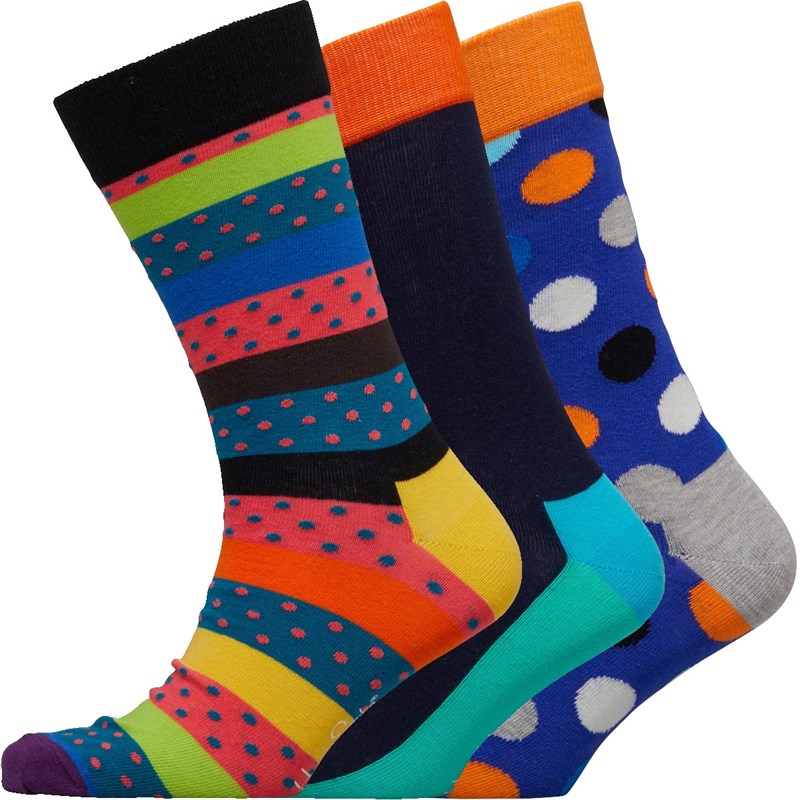 Buy Happy Socks Mens Three Pack Socks Spots/Striped/Colour Block