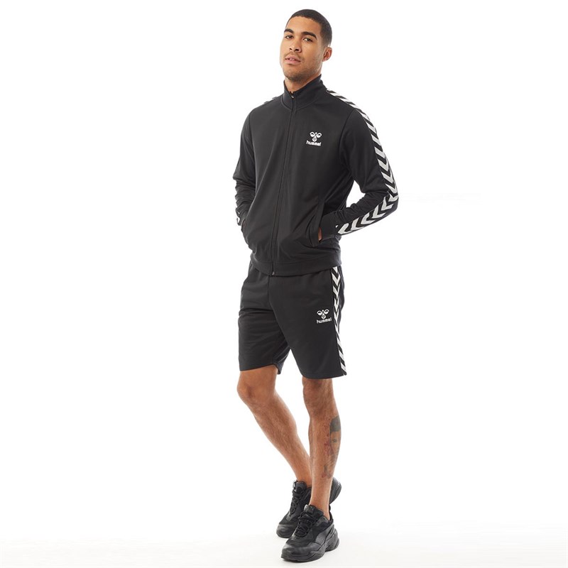 Hummel Mens Chevron Poly Track Shorts Black