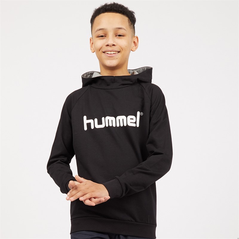 Hummel Chłopięce Cotton Logo Bluzy z kapturami Czarny