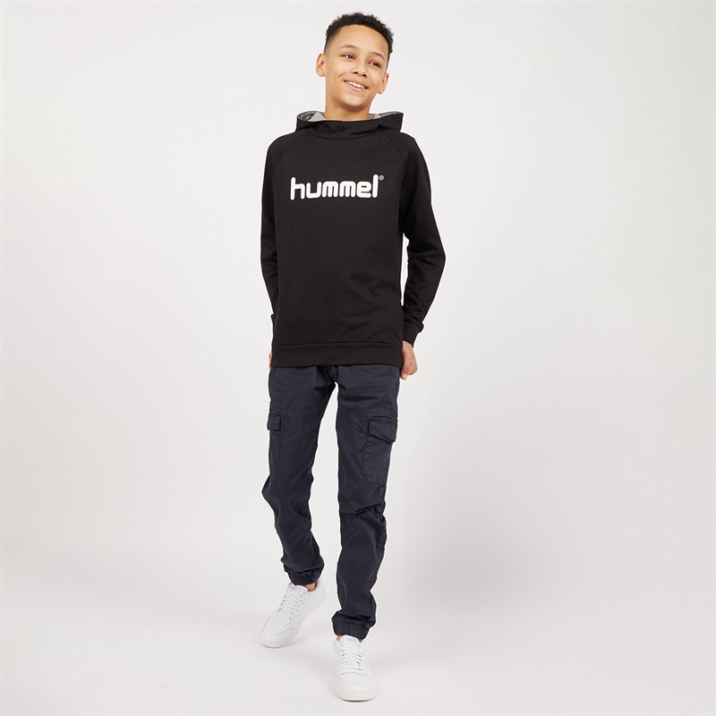 Hummel Chłopięce Cotton Logo Bluzy z kapturami Czarny