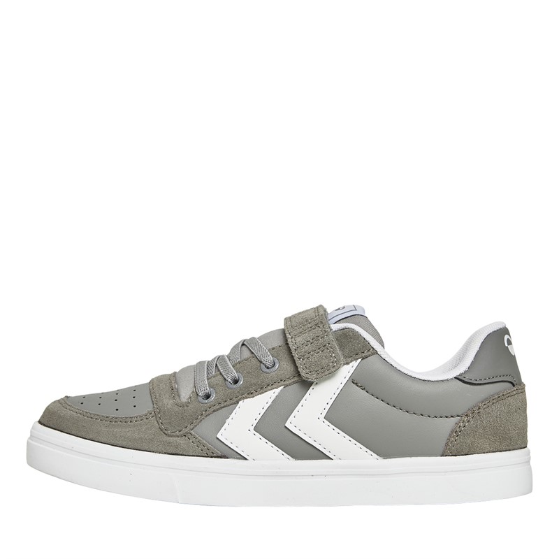 Hummel Basket basses Stadil en cuir garçons, gris