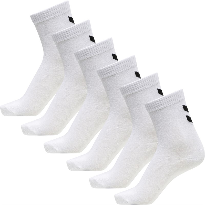 Hummel Boys My Day Six Pack Crew Socks Bright White