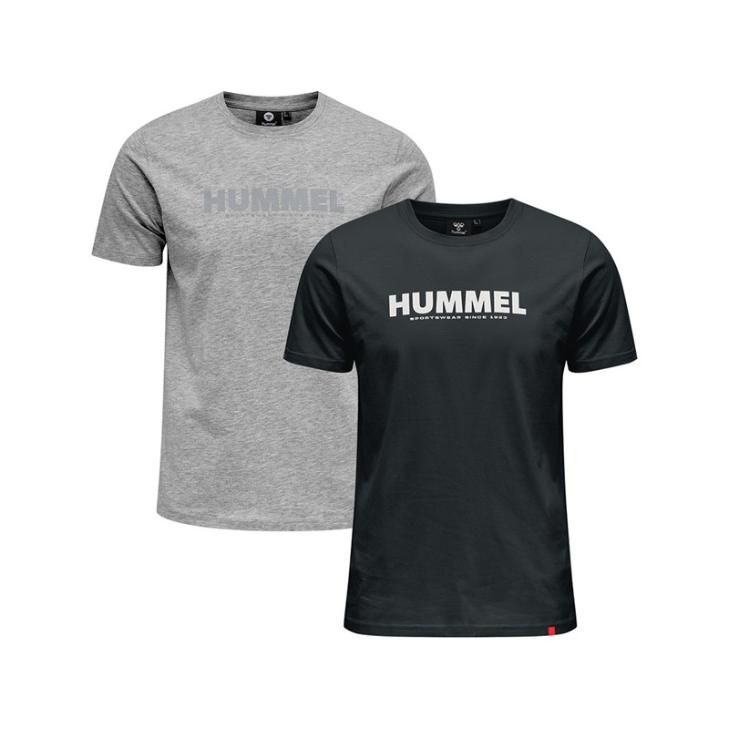 Hummel Heren Hmllegacy Set van 2 T Shirt Grijs