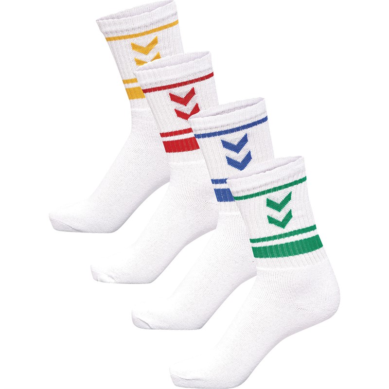 Hummel lot de Quatre Paires de Chaussettes Montantes à Trois Rayures Bleues