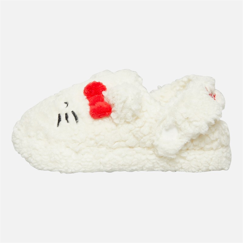 Hello Kitty Mädchen Weiße Borg Hausschuhe Weiß / Rot