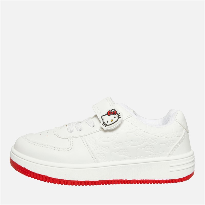 Hello Kitty Girls Emboss Trainers White/Red