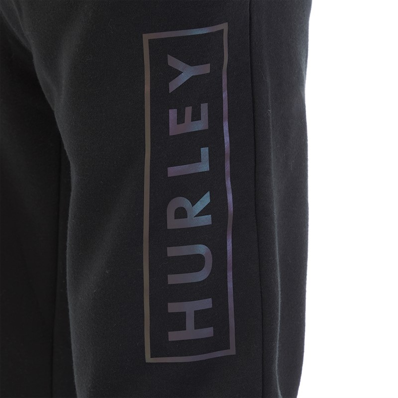 Hurley Mens Boxed Logo Relaxed Fit Fleece Joggers Black