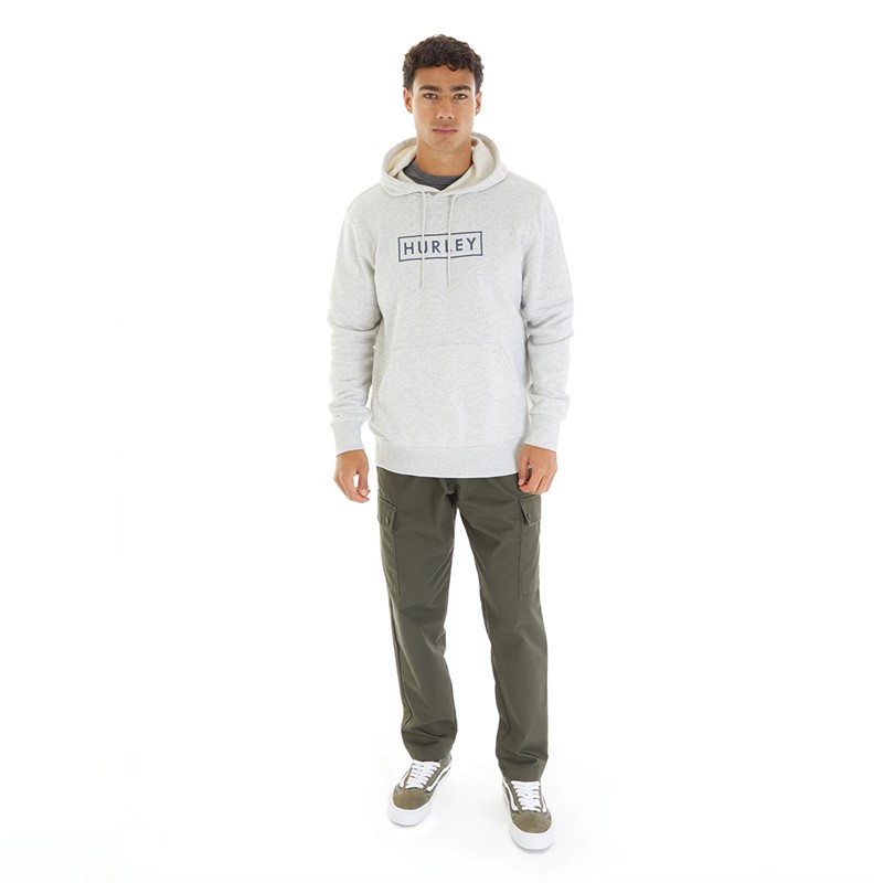 Hurley Mens Boxed Logo Fleece Pullover Hoodie Grey/Grey