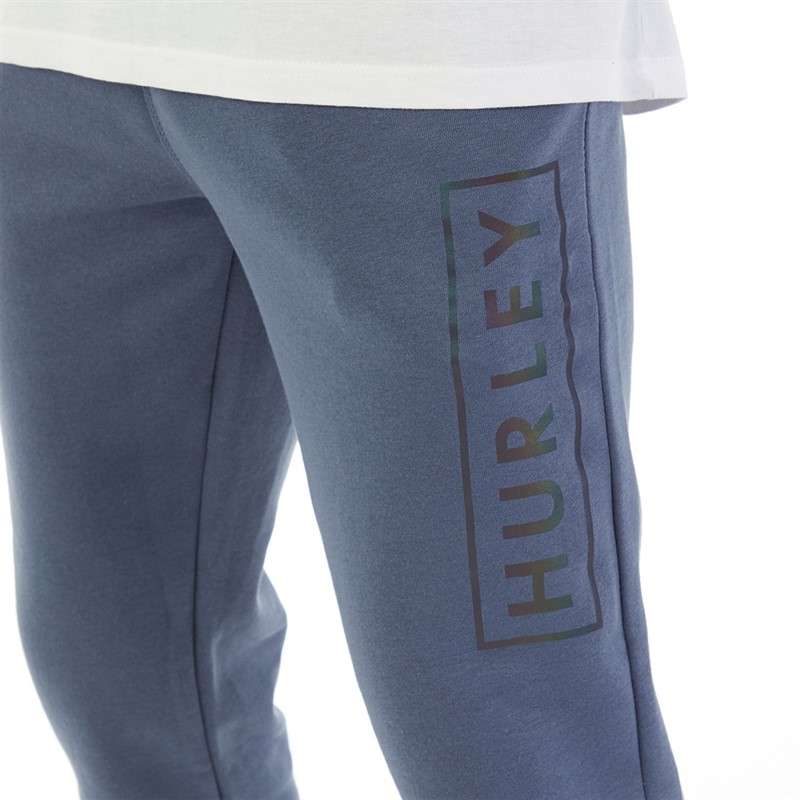 Hurley Mens Boxed Logo Relaxed Fit Fleece Joggers Dark Blue