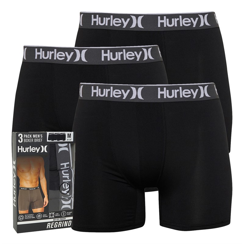 Hurley Mens Three Pack Boxer Briefs Black Combo