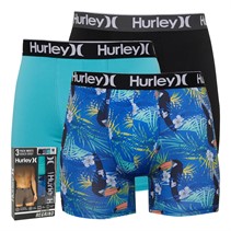 Hurley Mens Three Pack Boxer Briefs Blue Combo