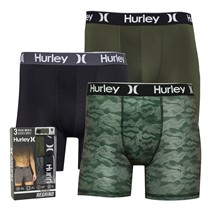 Hurley Mens Three Pack Boxer Briefs Black/Green