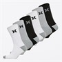 Hurley Mens 1/2 Terry Six Pack Crew Socks White/Multi