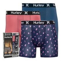 Hurley Mens Three Pack Boxer Briefs Grey/Pink