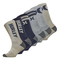 Hurley Mens Six Pack 1/2 Terry Crew Socks Light Beige