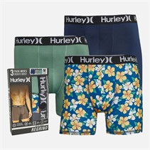 Hurley Mens Regrind Three Pack Boxers Green/Blue