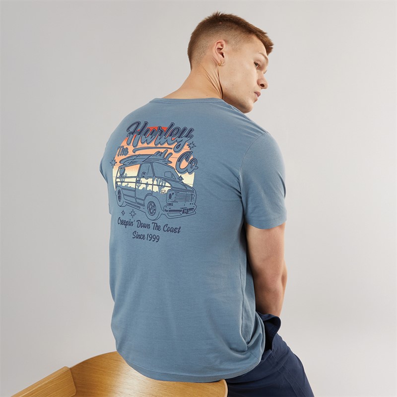 Hurley Mens Creepin T-Shirt Blue/Brown