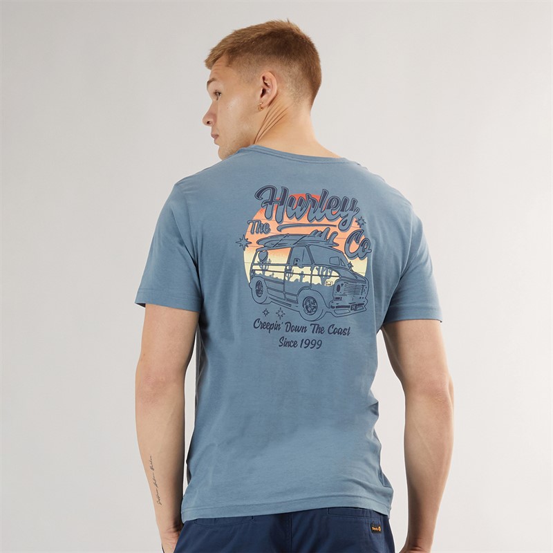 Hurley Mens Creepin T-Shirt Blue/Brown