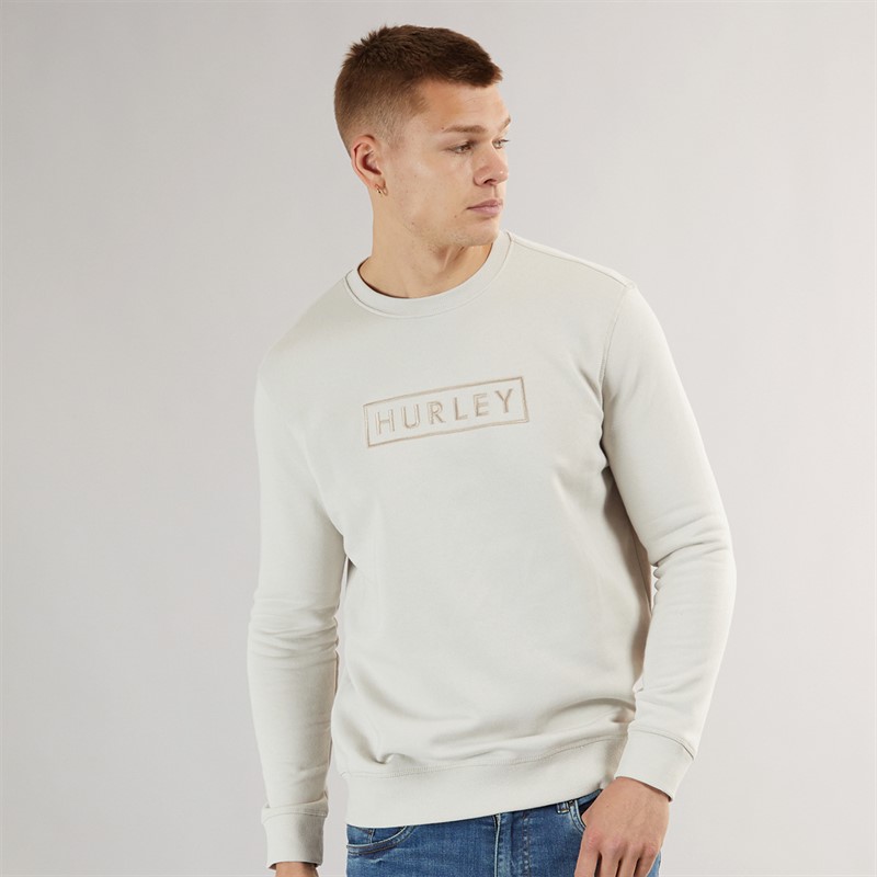 Hurley Mens Box Logo Sweatshirt Ivory - Size L