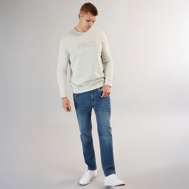 Hurley Mens Box Logo Sweatshirt Ivory