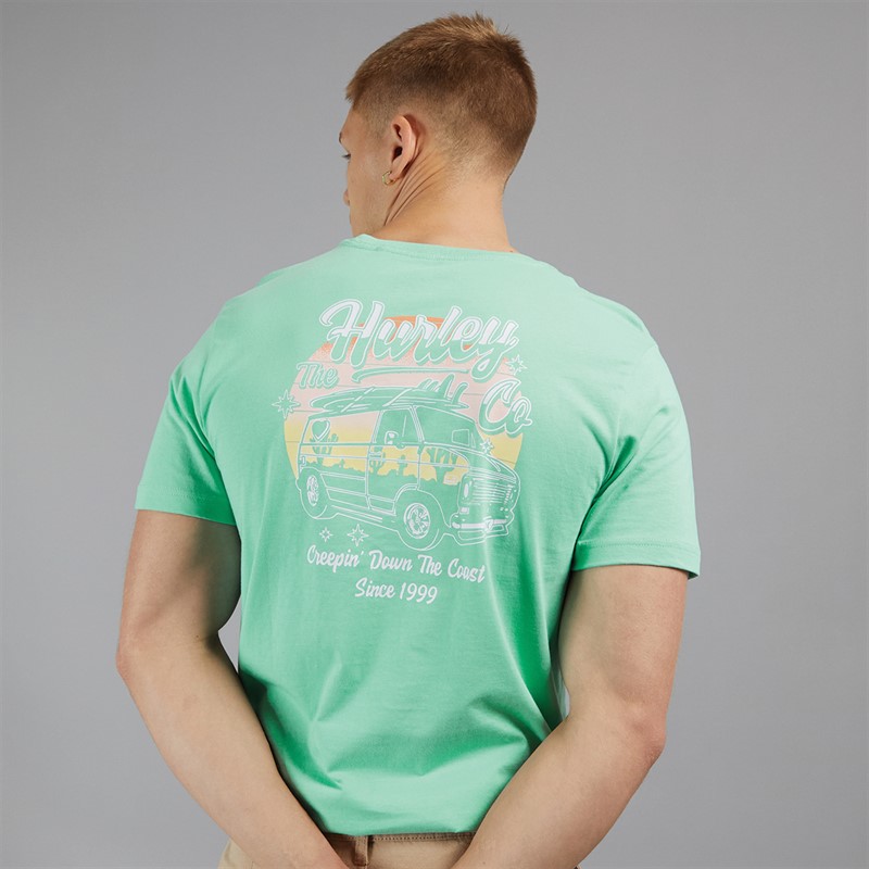 Hurley Mens Creepin Graphic T-Shirt Blue/Aqua