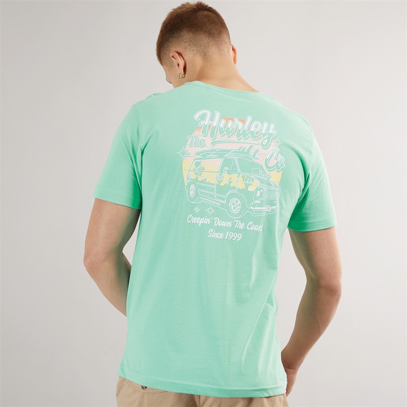 Hurley Mens Creepin Graphic T-Shirt Blue/Aqua