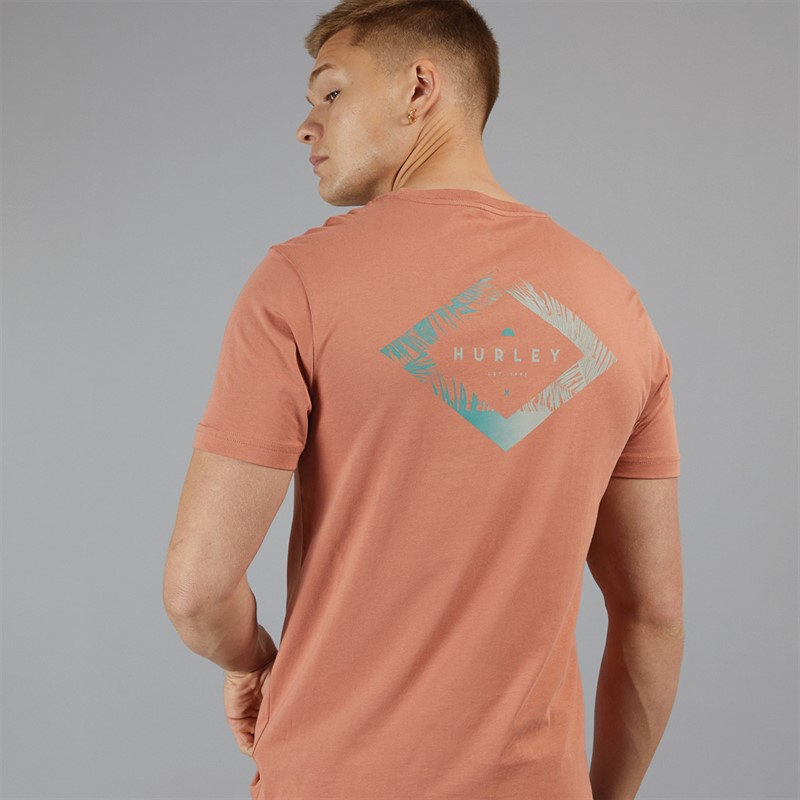 Hurley Mens Diamond Palms Graphic T-Shirt Brown/Red